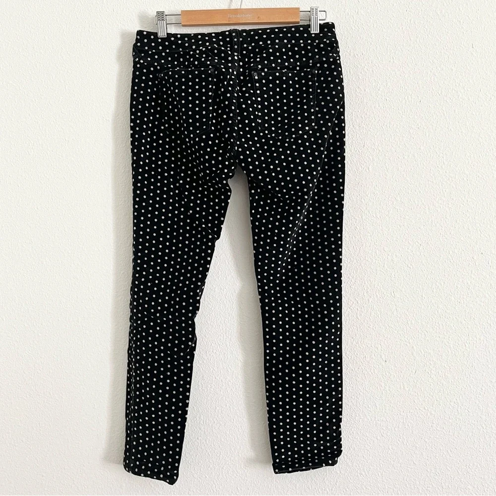 Free People Polka Dot Velvet Black Crop Skinny Jean Ankle Pants Size 29